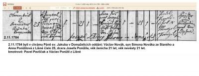 1784 O Novák Wáclav a Ponížilová Anna (2.11.) Líšná č.25.jpg