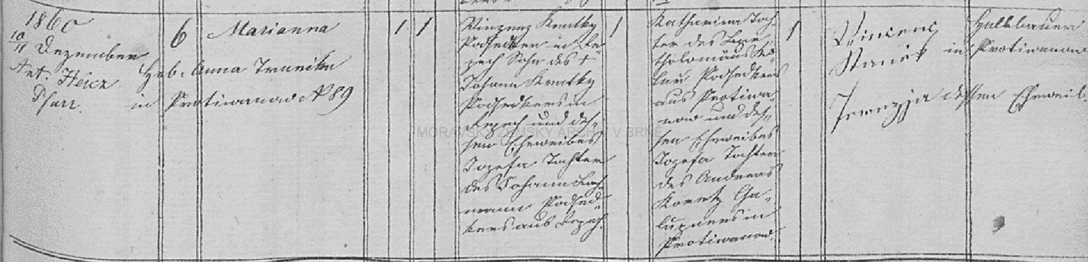 Marie Vašků Krátká narození 1860 Protivanov 9647 strana 182 smaller.jpg