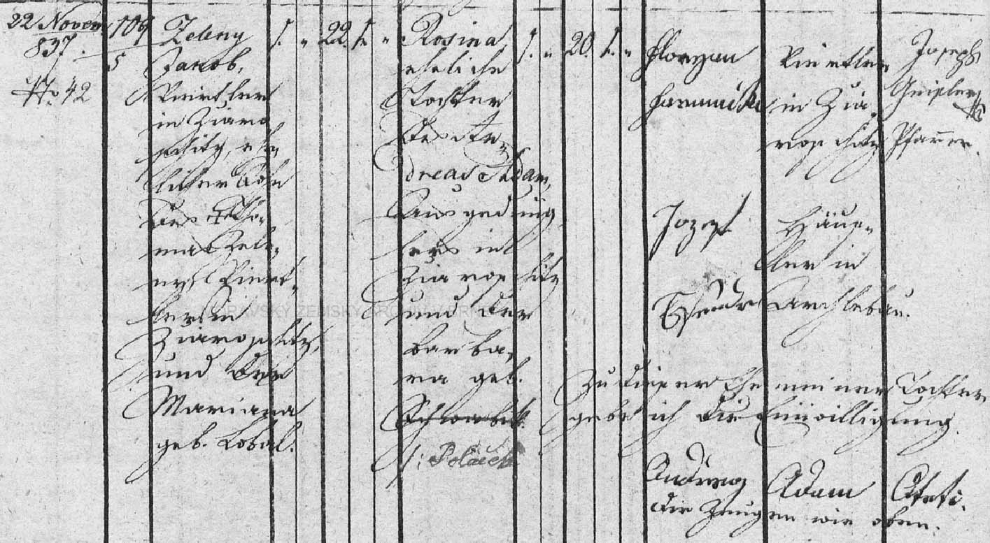Sňatek Jakub Zelený a Rosina Adamová 22-11-1837 v Žarošicích small.jpg